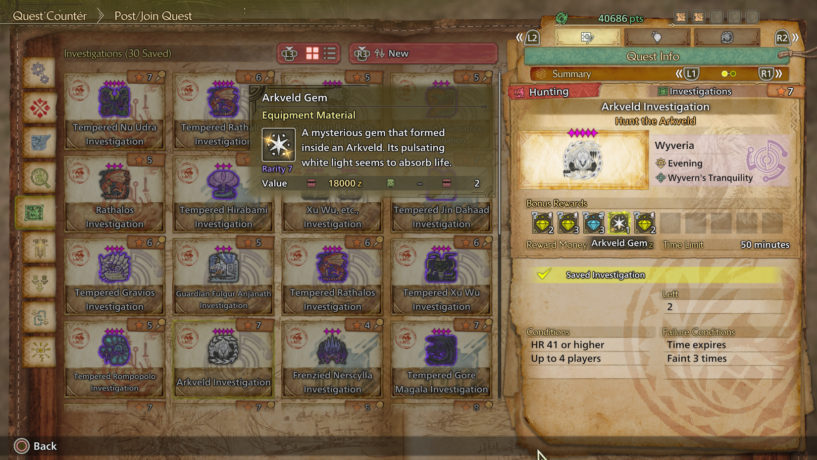 2. Aceite investigações específicas