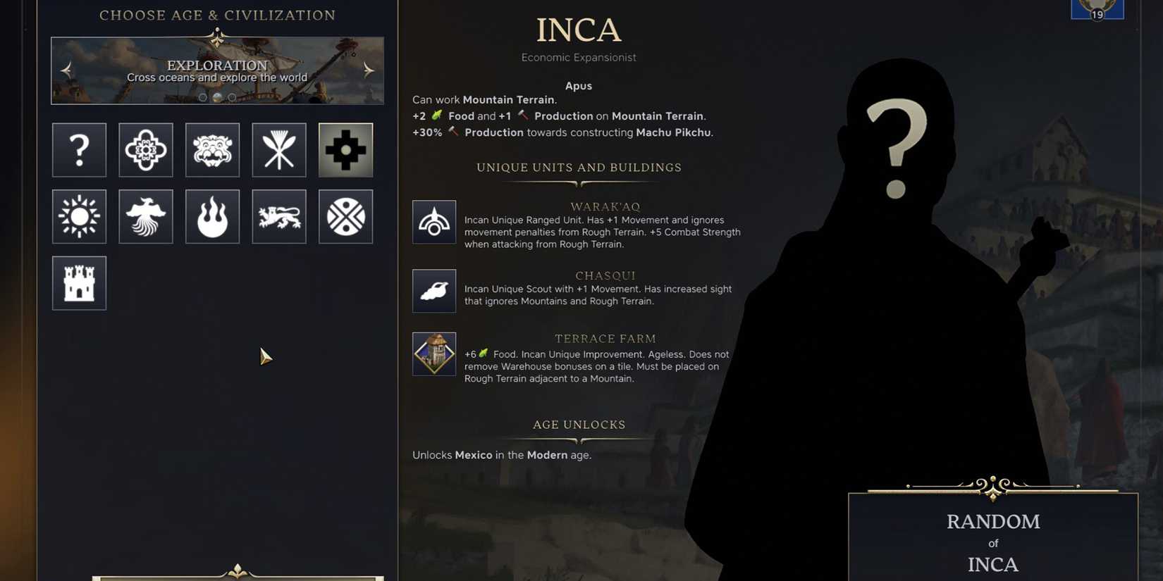 Inca Civilization in Civ 7