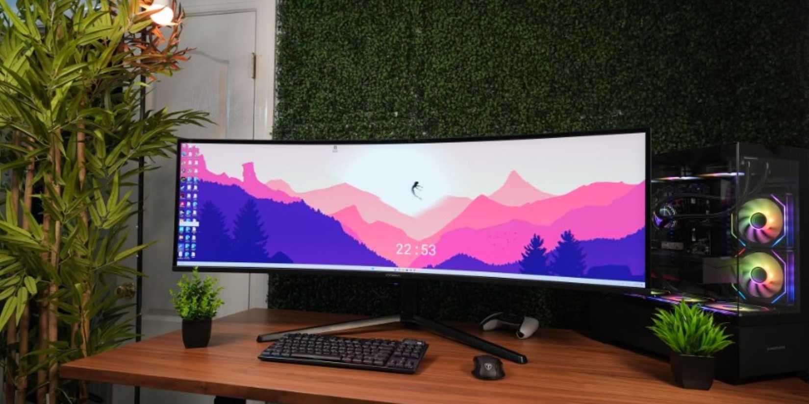 Ultrawide gaming monitor and a PC with RGB fans