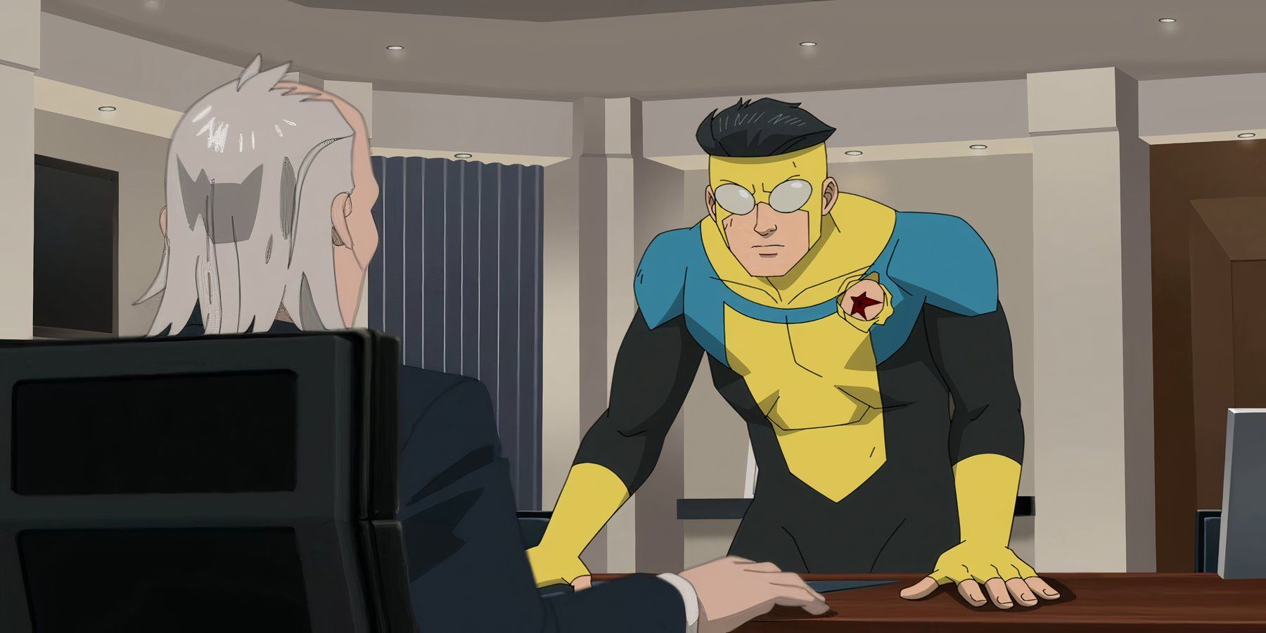 Invincible confronting Cecil Stedman in season 3 of Invincible