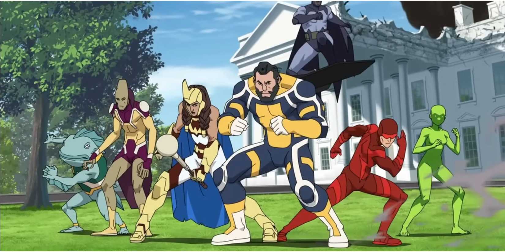 The Guardians of the Globe arrive to save the president from the Mauler Twins in Invincible Season 1