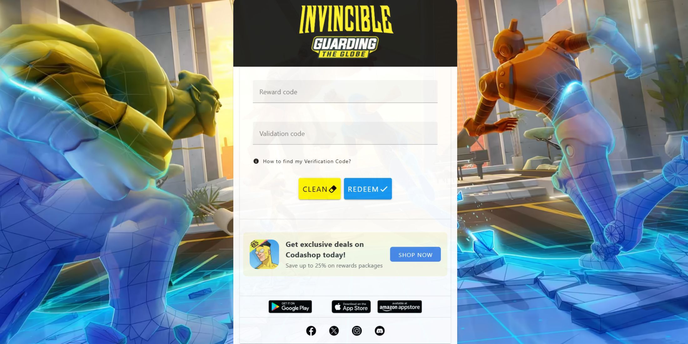 Invincible: Guarding The Globe the codes tab