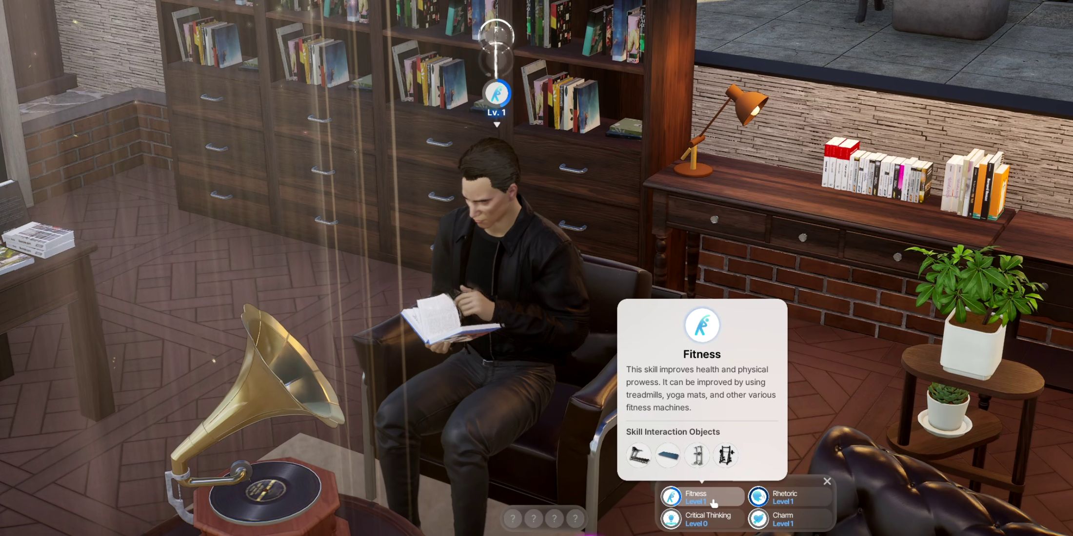 Inzoi increases fitness skills of reading a book