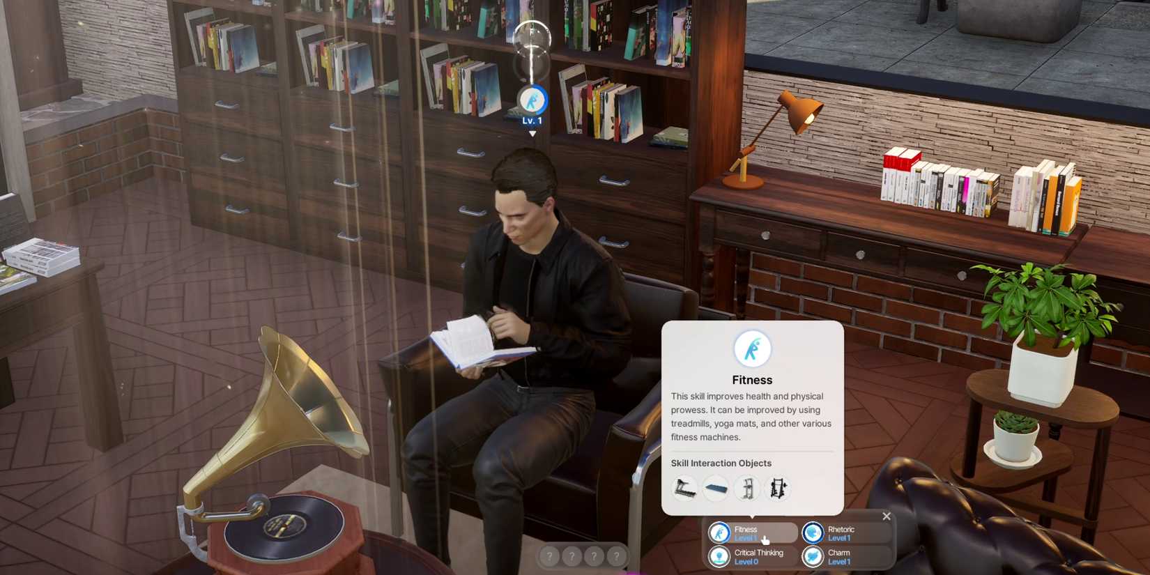 InZoi Increase Fitness Skill Reading Work Out Book Running