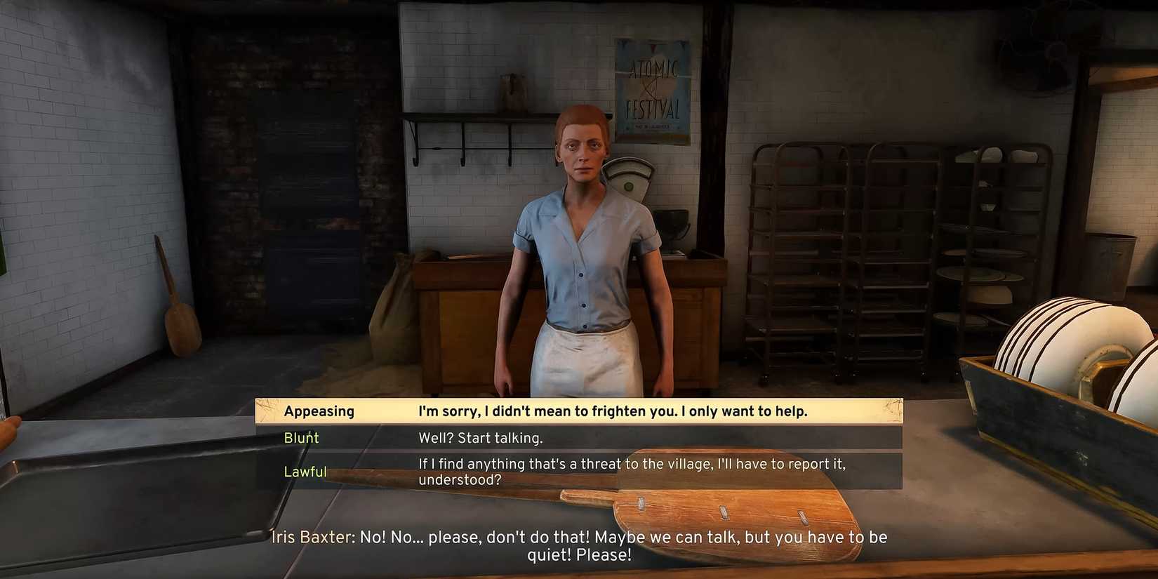 iris-baxter-conversation-npc-atomfall-game-rant-advance