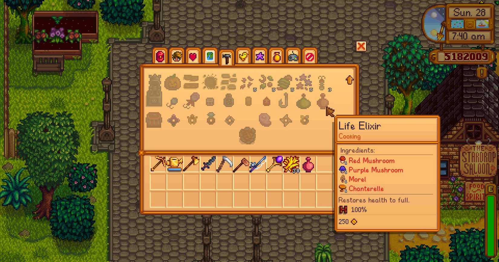Life Elixirs recipe Stardew Valley
