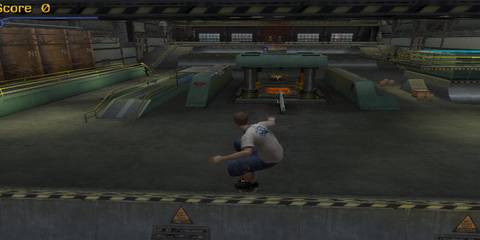 Jumping in the air in a skate park in Tony Hawks Pro Skater 3
