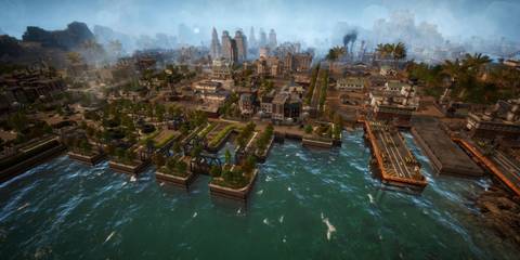 Kaiserpunk large harbor in a city