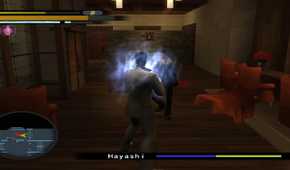 Kazuma Kiryu fighting an enemy in Yakuza