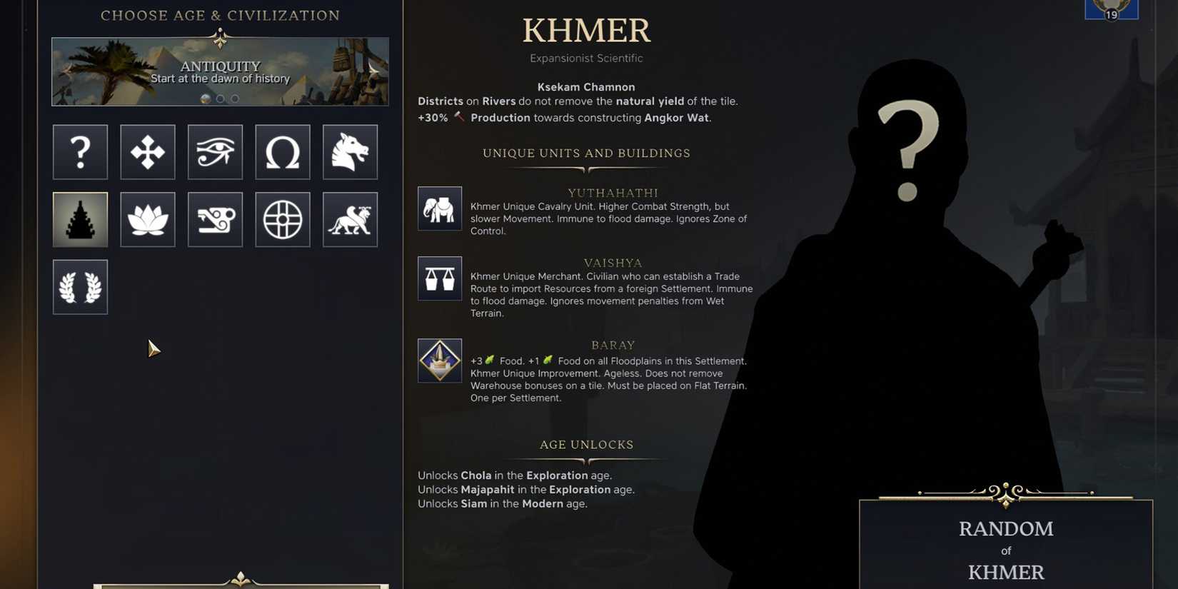 Khmer Civilization in Civ 7