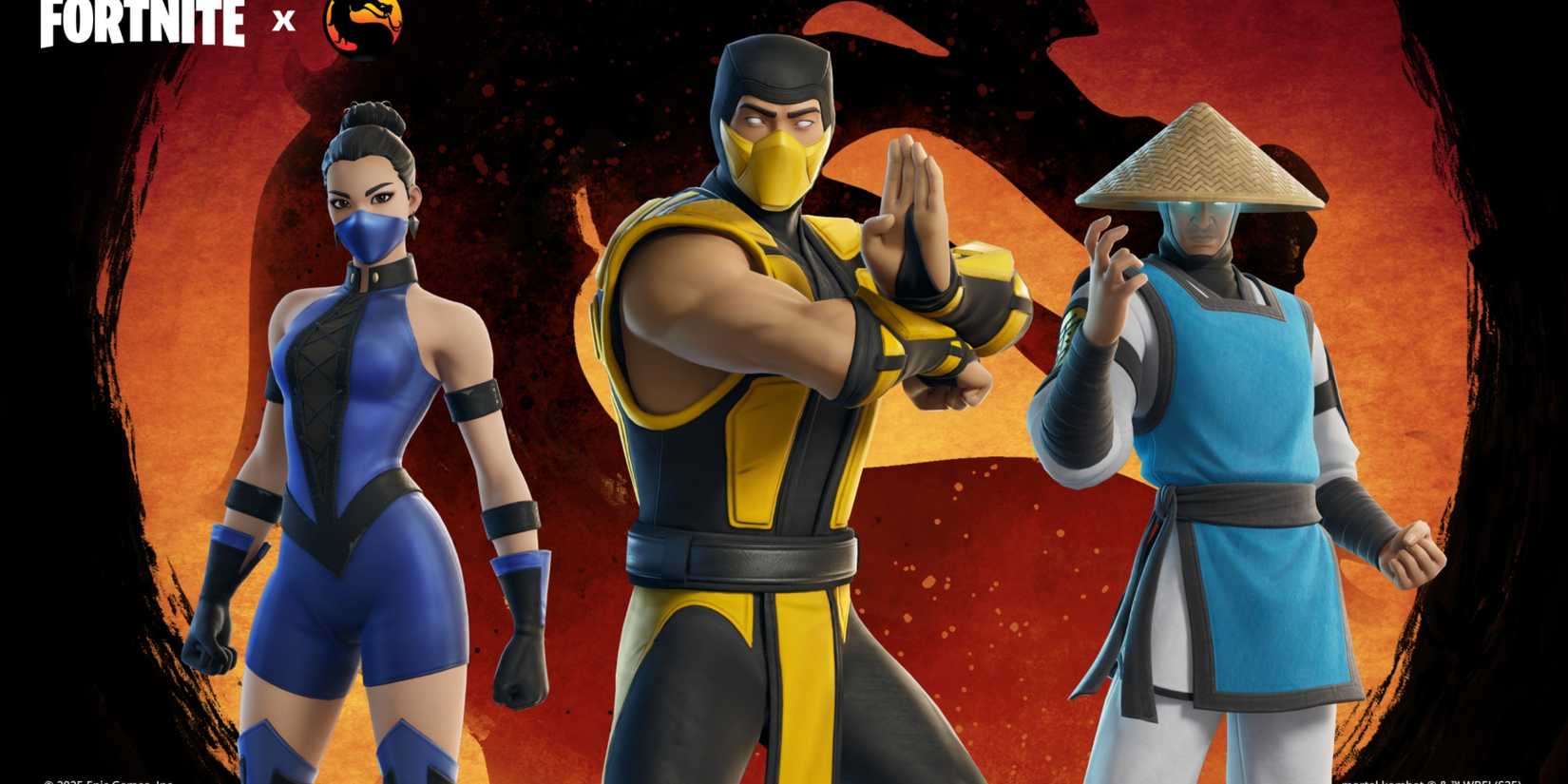 kitana, scorpion, raiden in fortnite