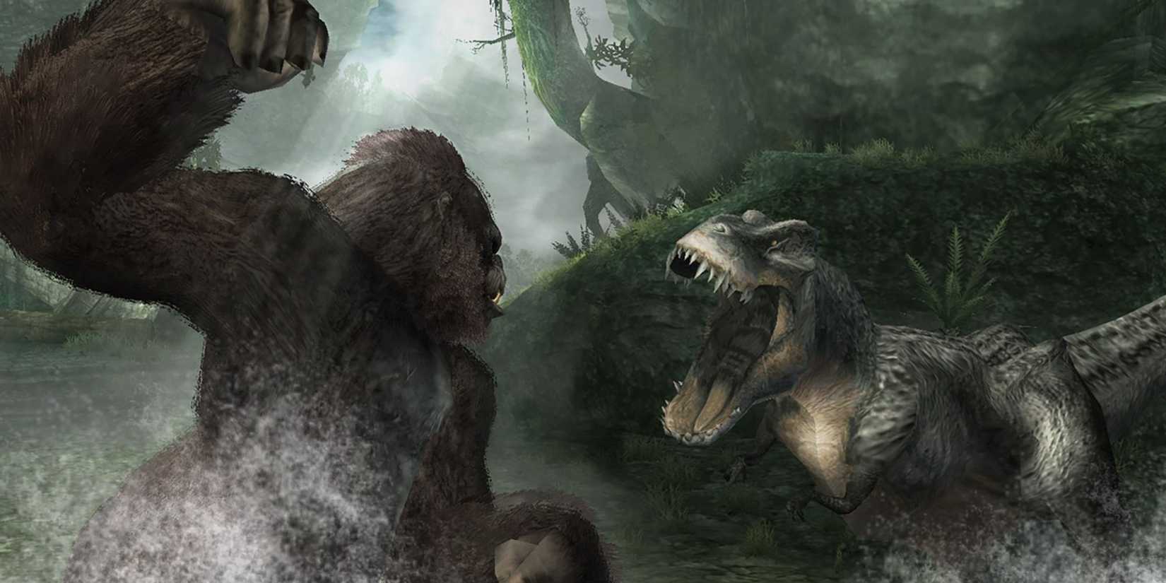 Kong fighting a V-Rex.