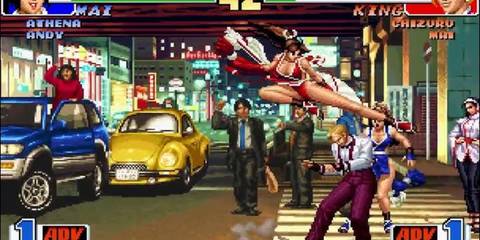 Landing a kick in The King of Fighters 98 The Slugfest