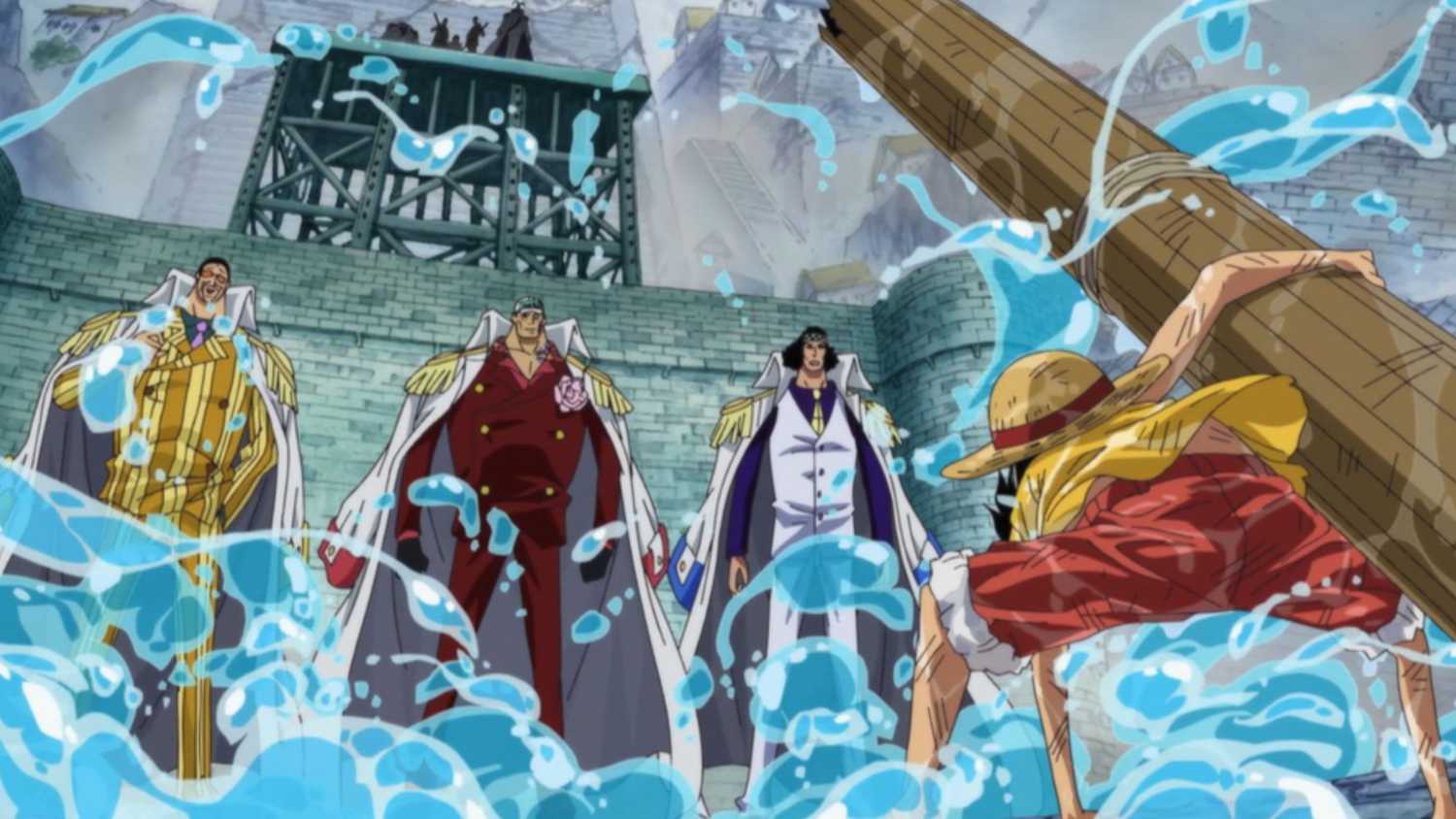 Luffy confronta os 3 Almirantes