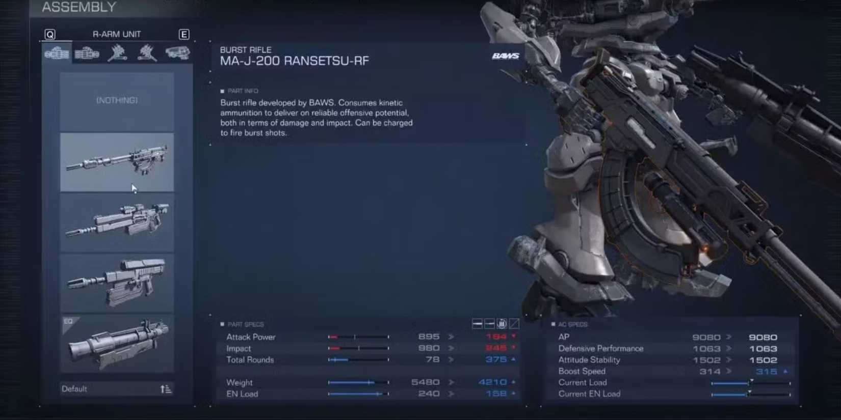 MA-J-200 RANSETSU-RF Armored Core 6