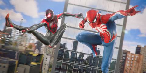 Marvel's Spider-Man 2 Miles and Peter in a promo image