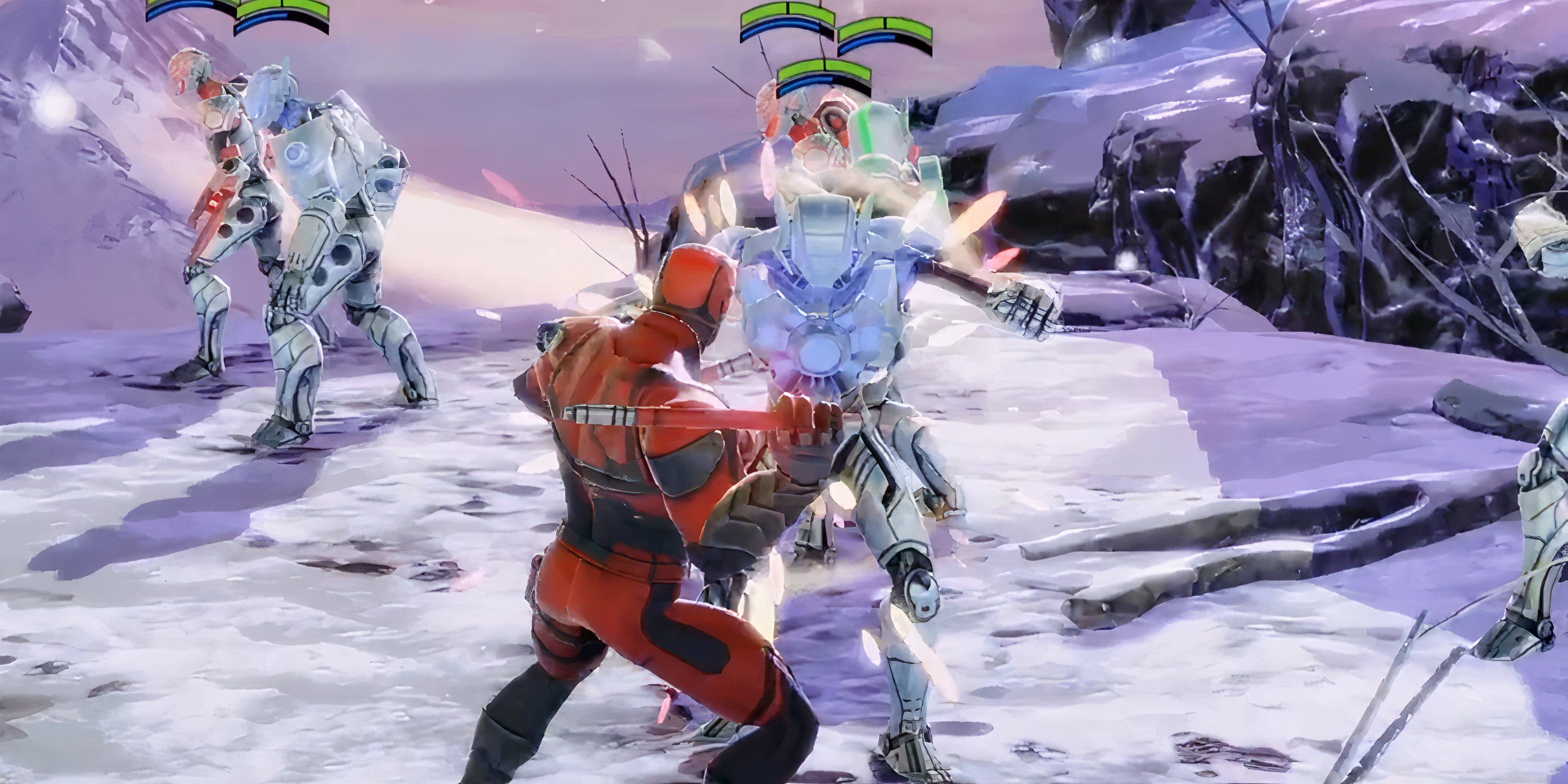 Daredevil fighting Ultron robots in Marvel Strike Force