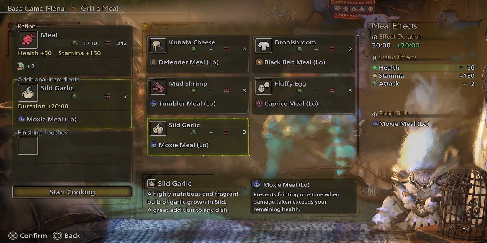 Meat + Sild Garlic meal in Monster Hunter Wilds