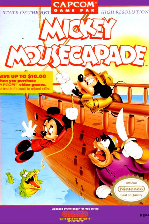Mickey Mousecapade video game cover art tag