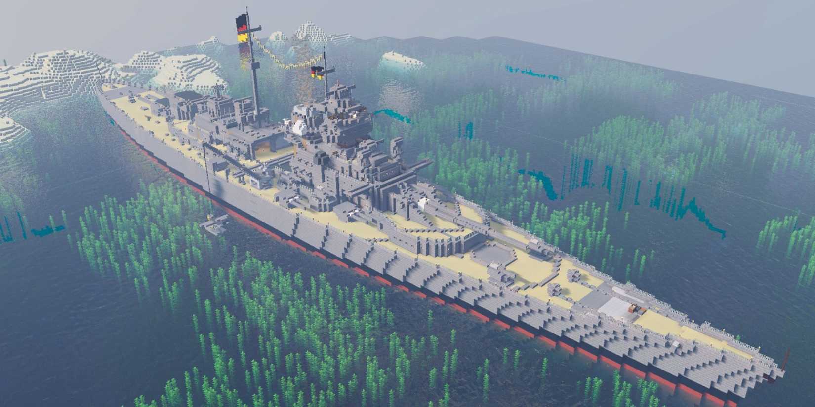 Battleship recreation base in ocean