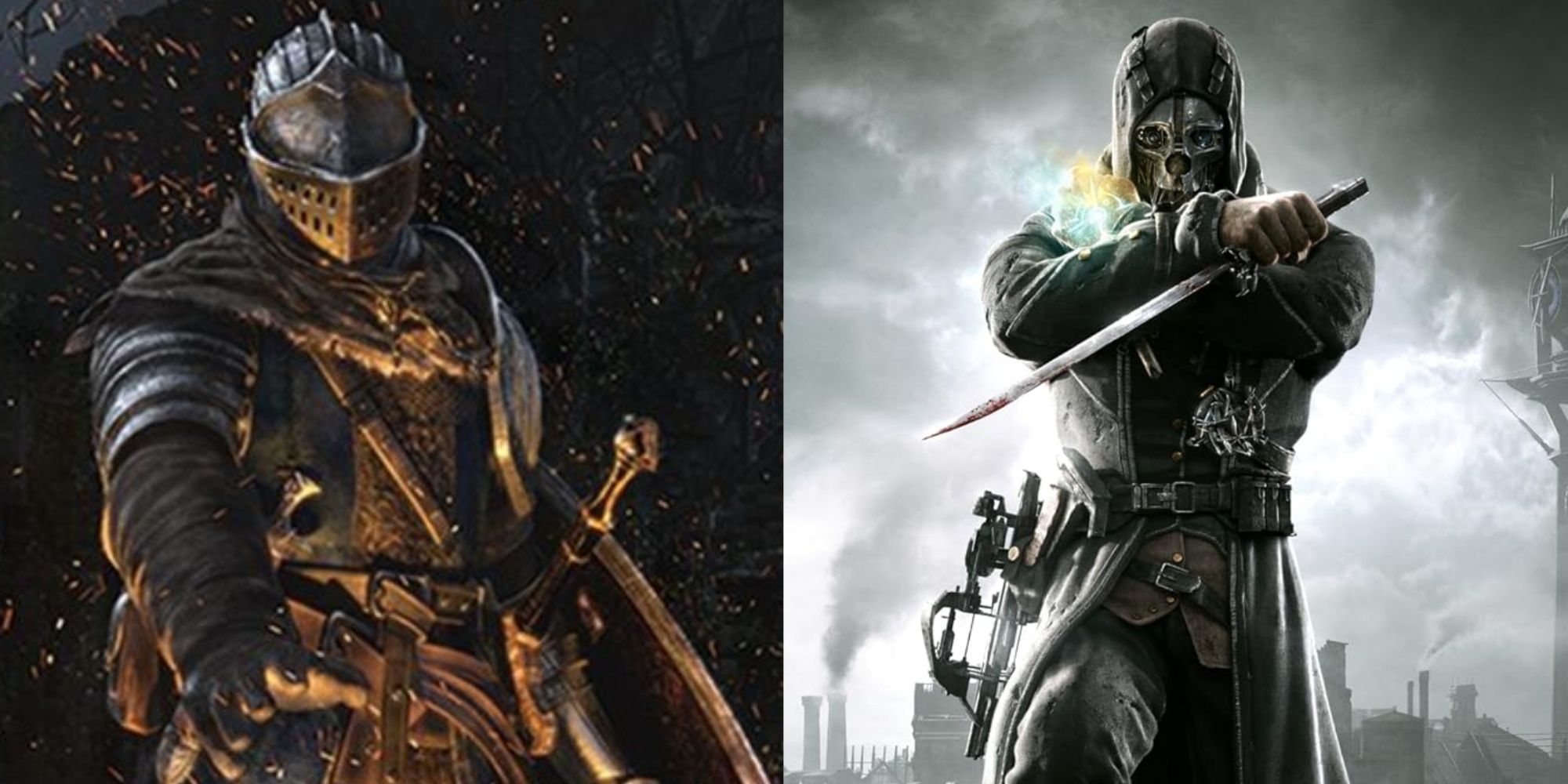 Coverart for Dark Souls and Dishonored, two games which punish excessive killing