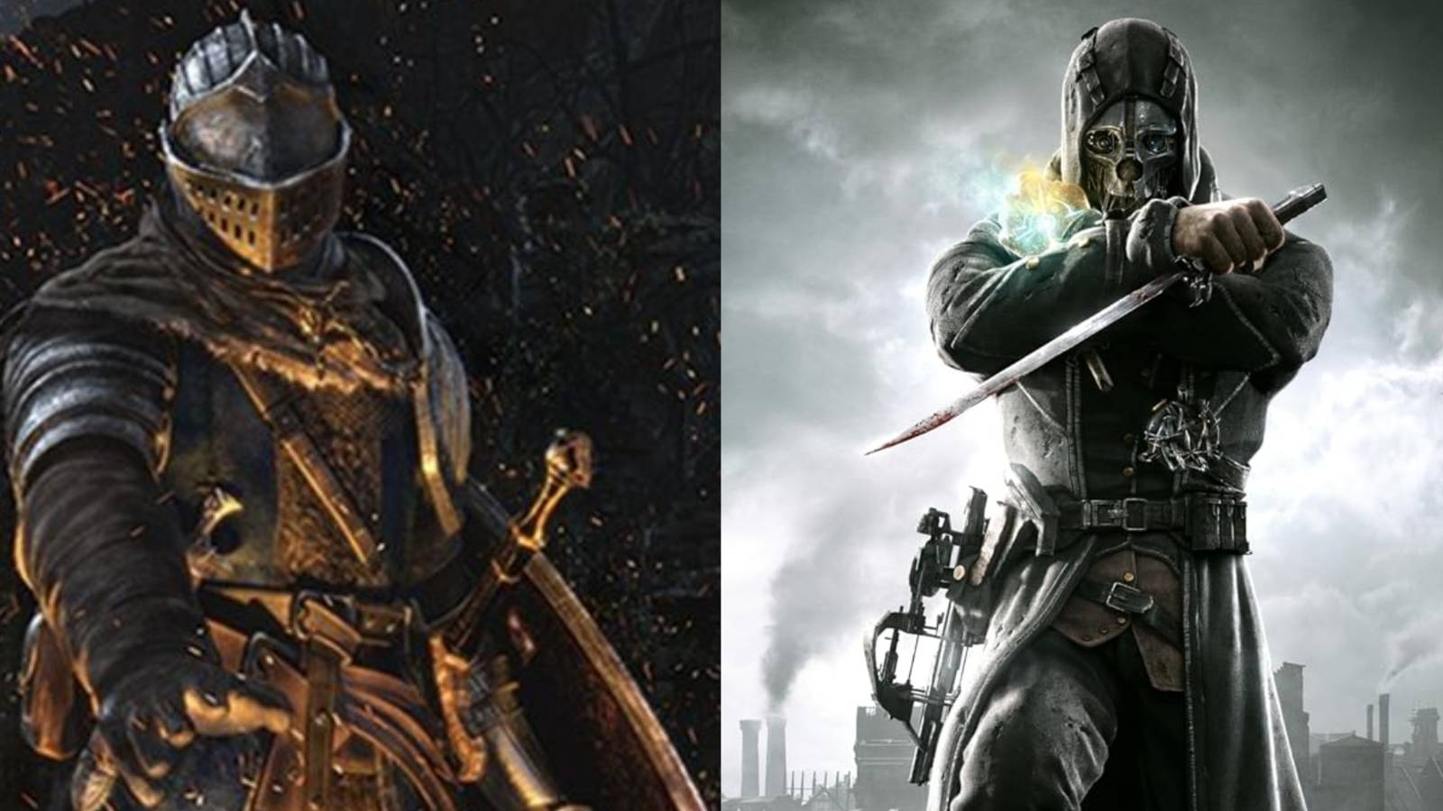 Coverart for Dark Souls and Dishonored, two games which punish excessive killing