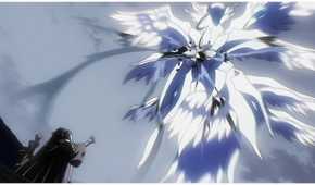 Overlord anime Ainz using black hole magic to defeat fake angel