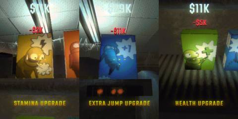 stamina upgrade, extra jump upgrade, health upgrade