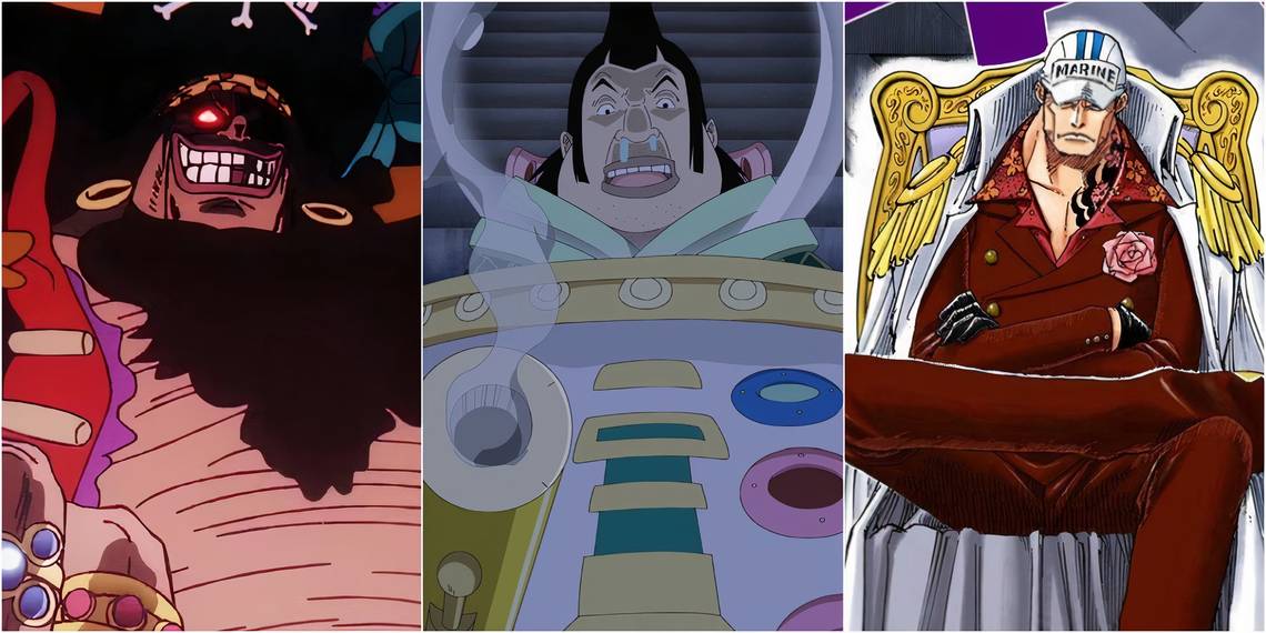 Colagem de personagens de One Piece que Luffy odeia