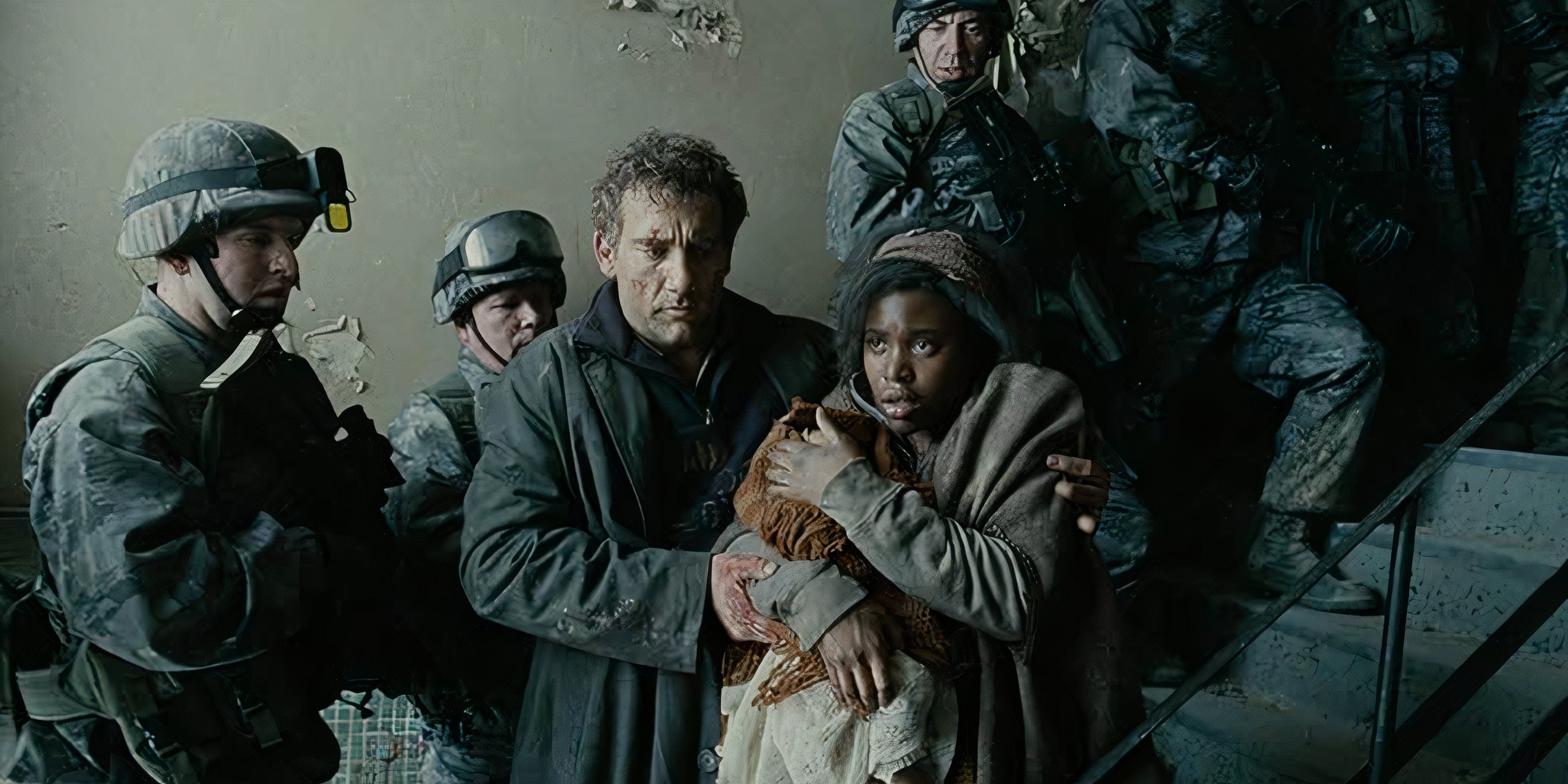 10 Greatest Dystopian Movies of All Time Clive Own leads a woman and baby past armed police