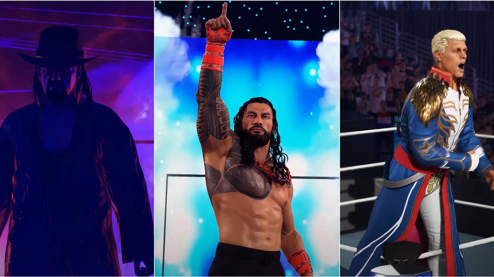 Undertaker, Roman Reigns, Cody Rhodes  WWE 2K25: Highest rated Male Wrestlers