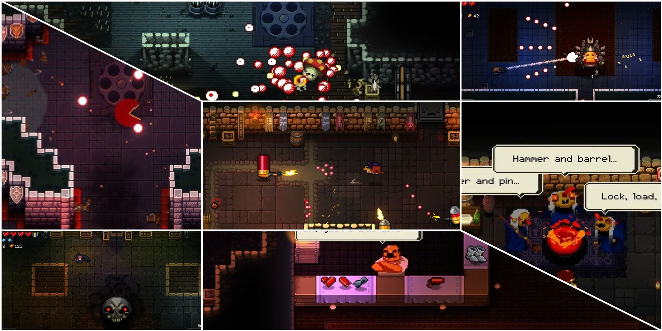 Enter the Gungeon best synergies mixed gameplay collage