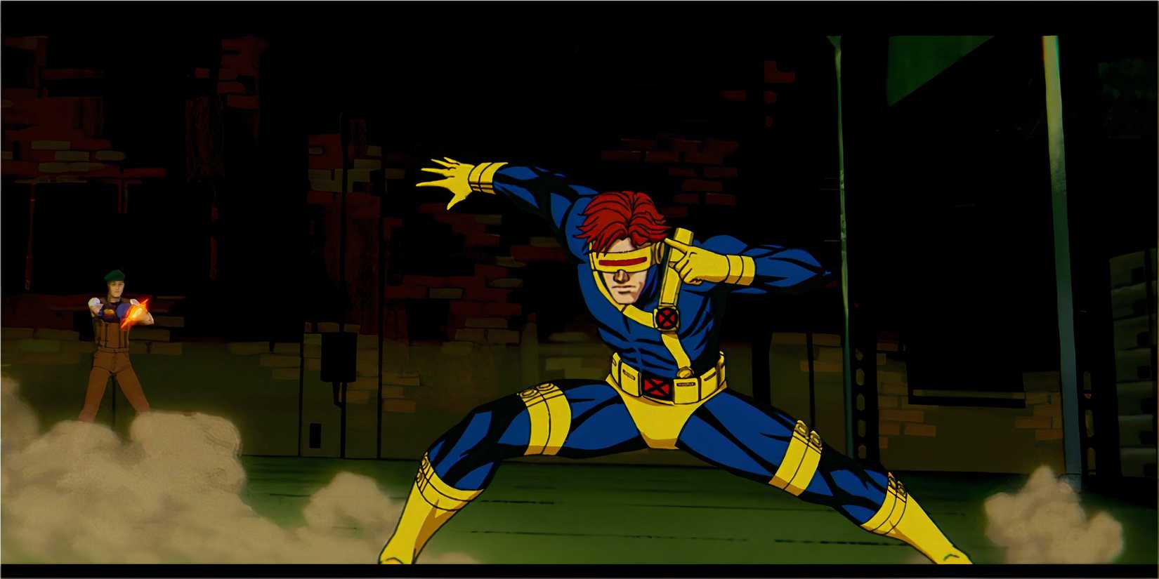 Cyclops blasting the Friends of Humanity in X-Men ’97
