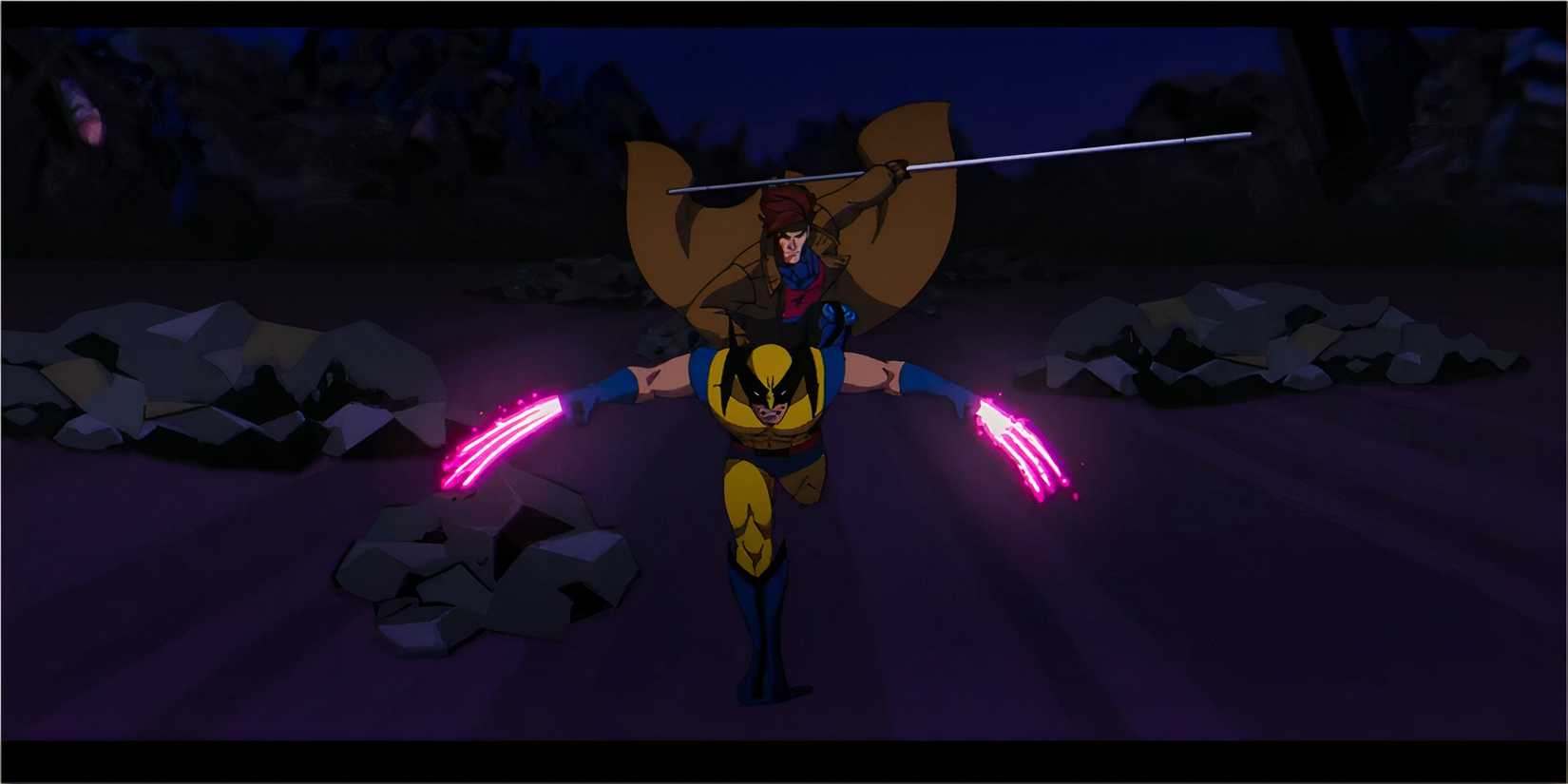 The team uniting to battle Master Mold in a desert setting in X-Men ’97