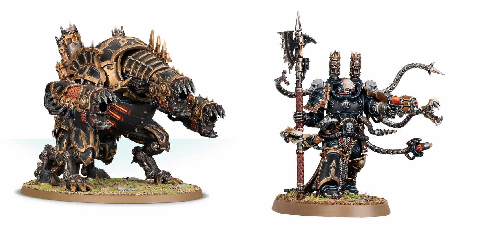 8 Villains That Would Be Perfect For Warhammer 40k: Space Marine 3 miniatures of a forgefiend and a warpsmith