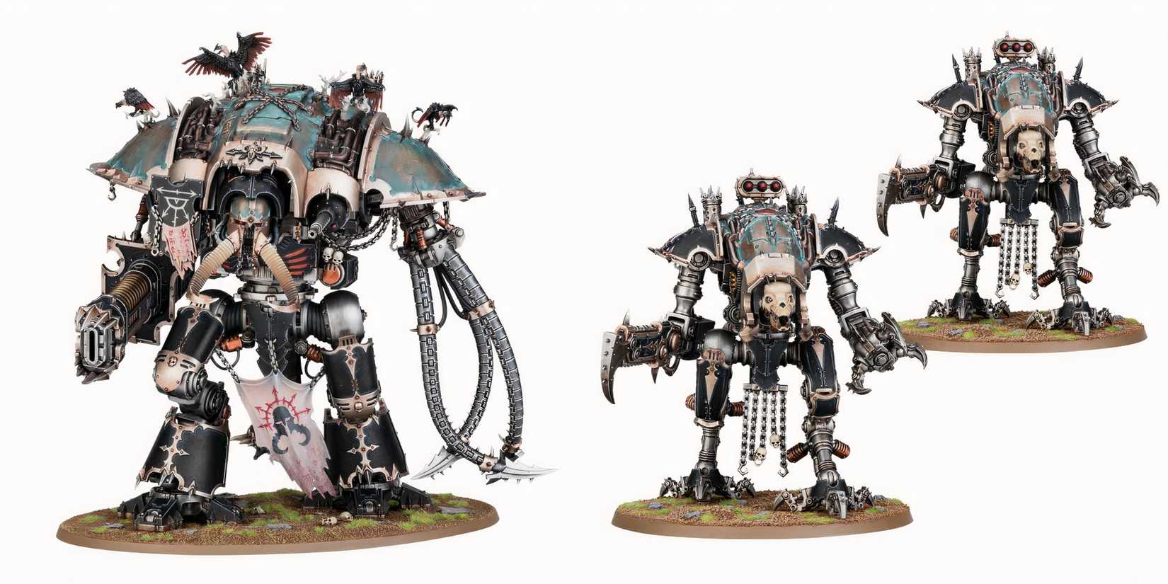 8 Villains That Would Be Perfect For Warhammer 40k: Space Marine 3 Miniatures of a Knight Abominant and War dogs