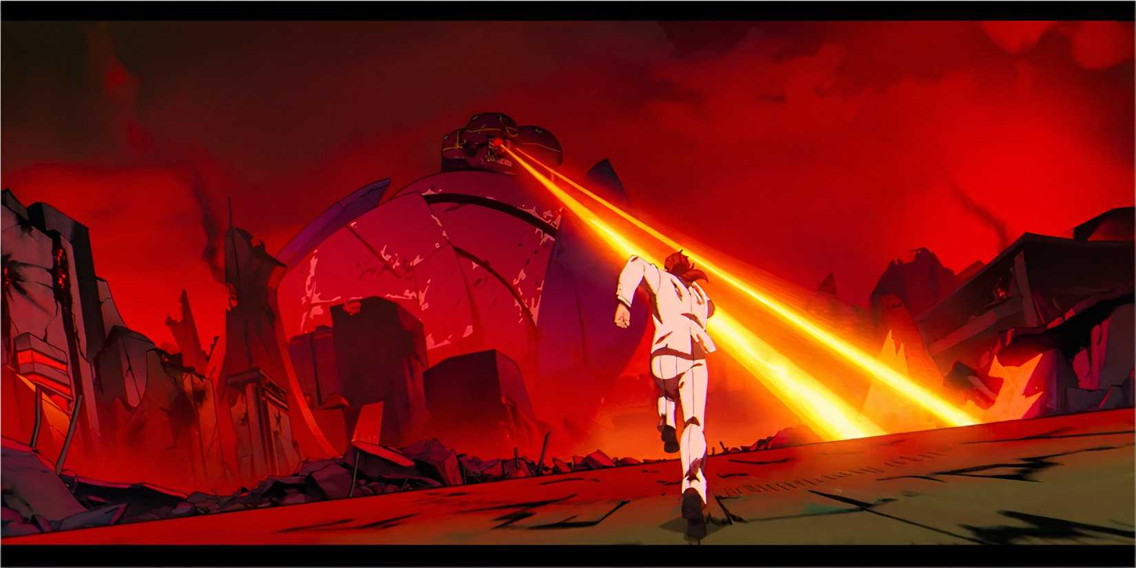 Gambit’s final sacrifice against a towering Sentinel in Genosha