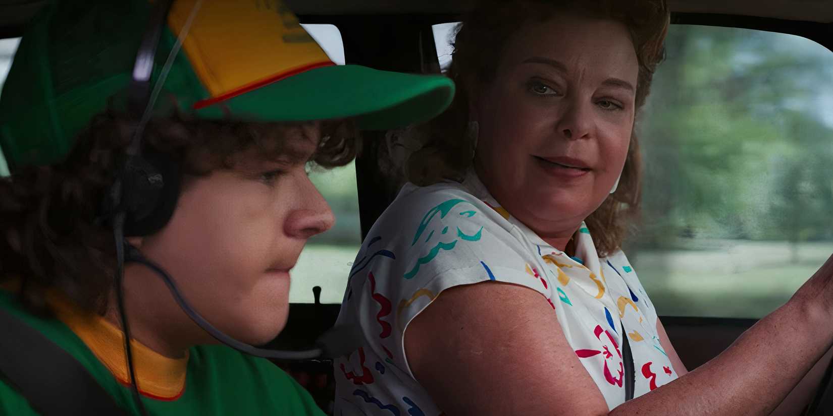 Claudia Henderson and Dustin Henderson in the Car - Stranger Things