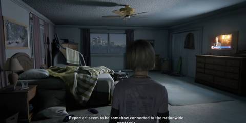 Sarah in Joel's room