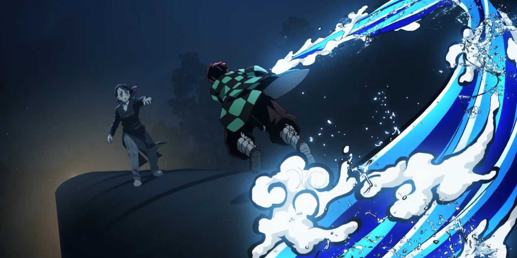 Tanjiro uses water breathing in Mugen Train
