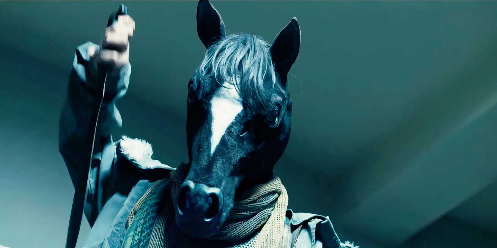 Tagger in Alice in Borderland wearing creepy horse mask