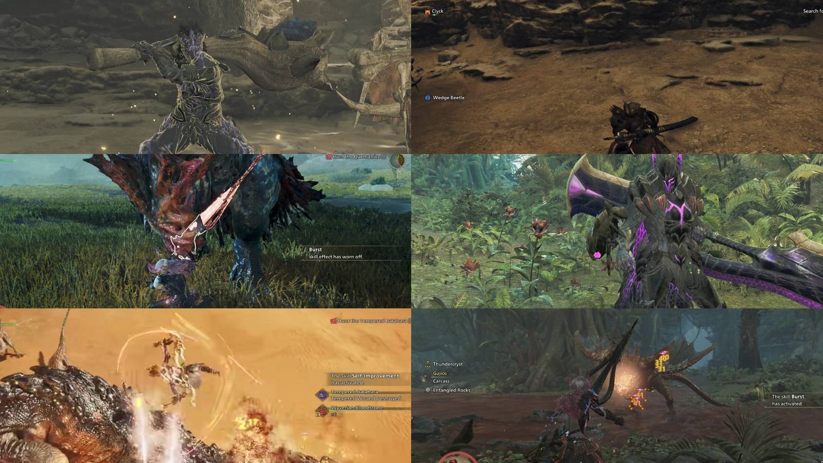 Monster Hunter Wilds weapons for breaking wounds mixed gameplay collage