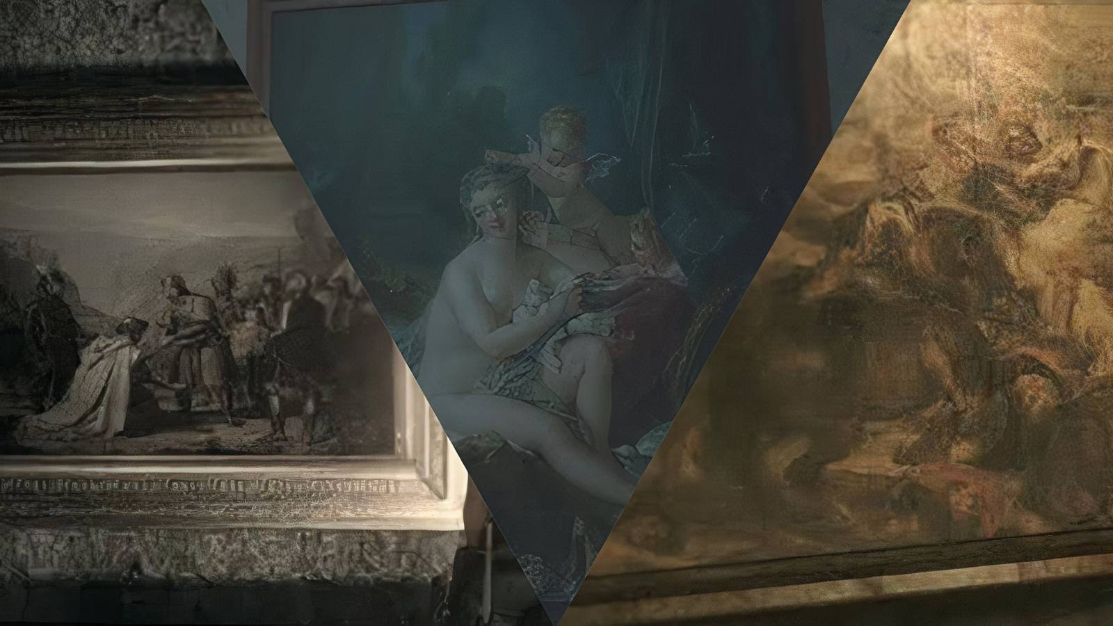 collage of paintings from the resident evil series