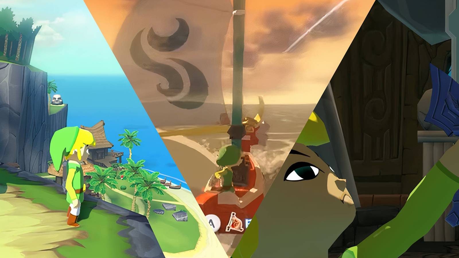 collage of 3 shots from the wind waker