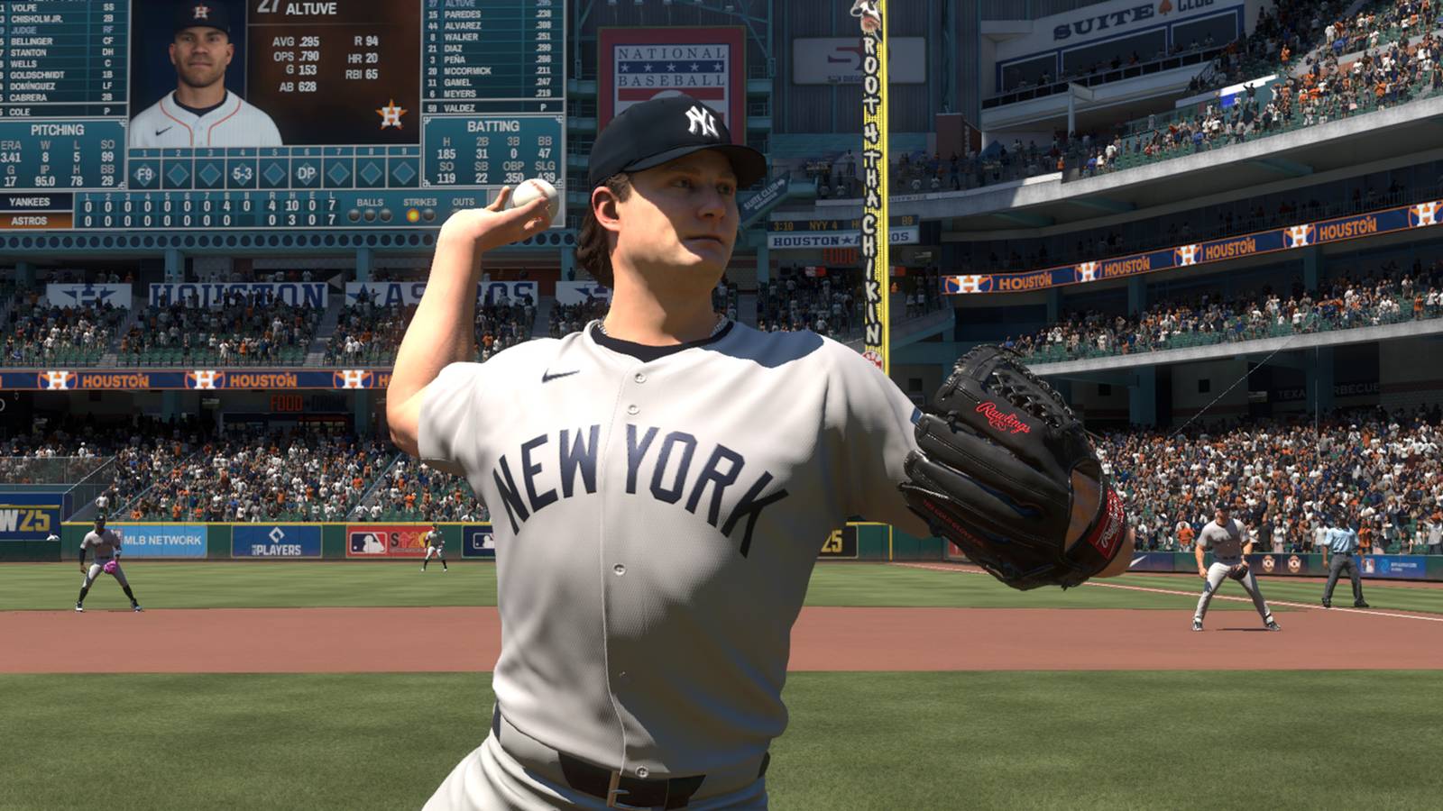 MLB The Show 25 screenshot of the Yankees pitching