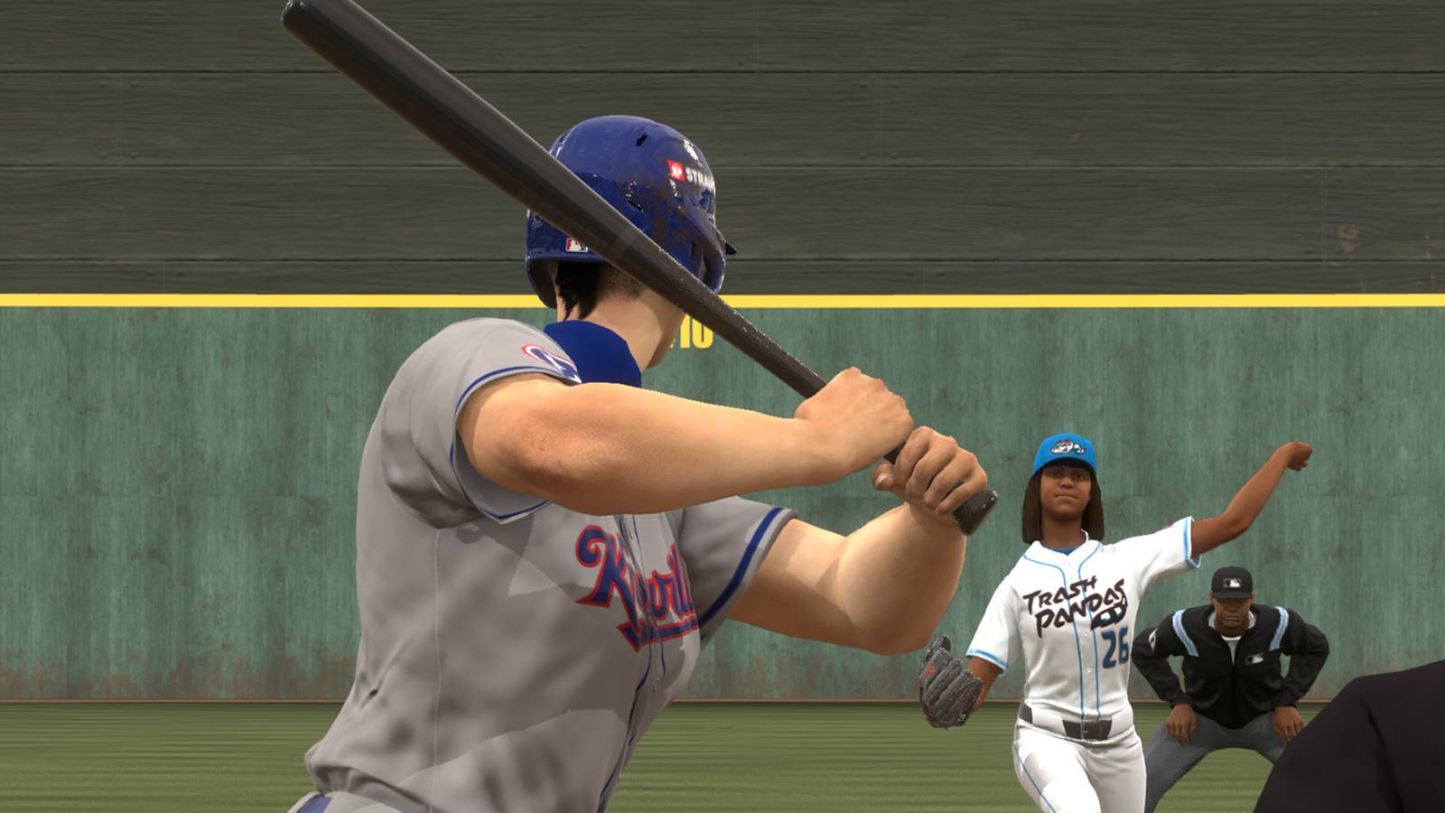 MLB The Show 25 screenshot of a batter in RTTS as a pitcher begins to throw the ball
