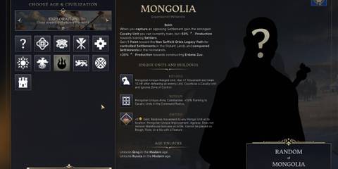 Mongolia Civilization in Civ 7