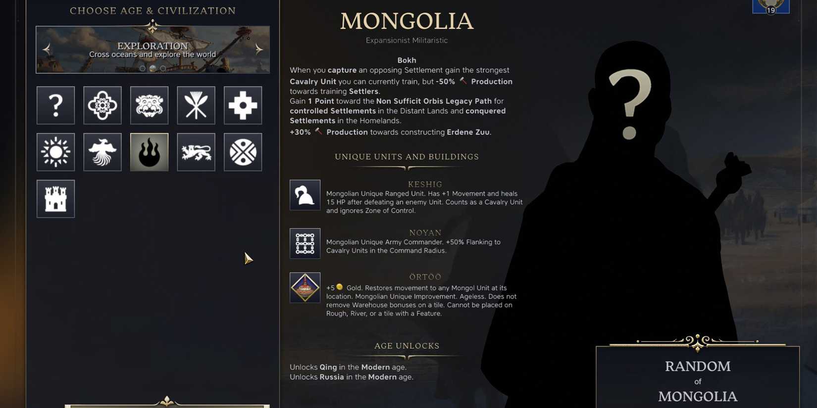 Mongolia Civilization in Civ 7
