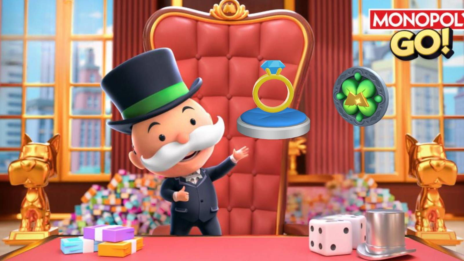 Monopoly GO Bling Ring Token & Lucky Clover Shield