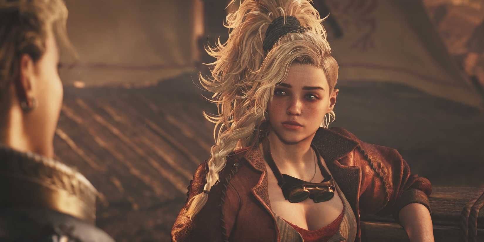 Monster Hunter Wilds Gemma speaking with someone